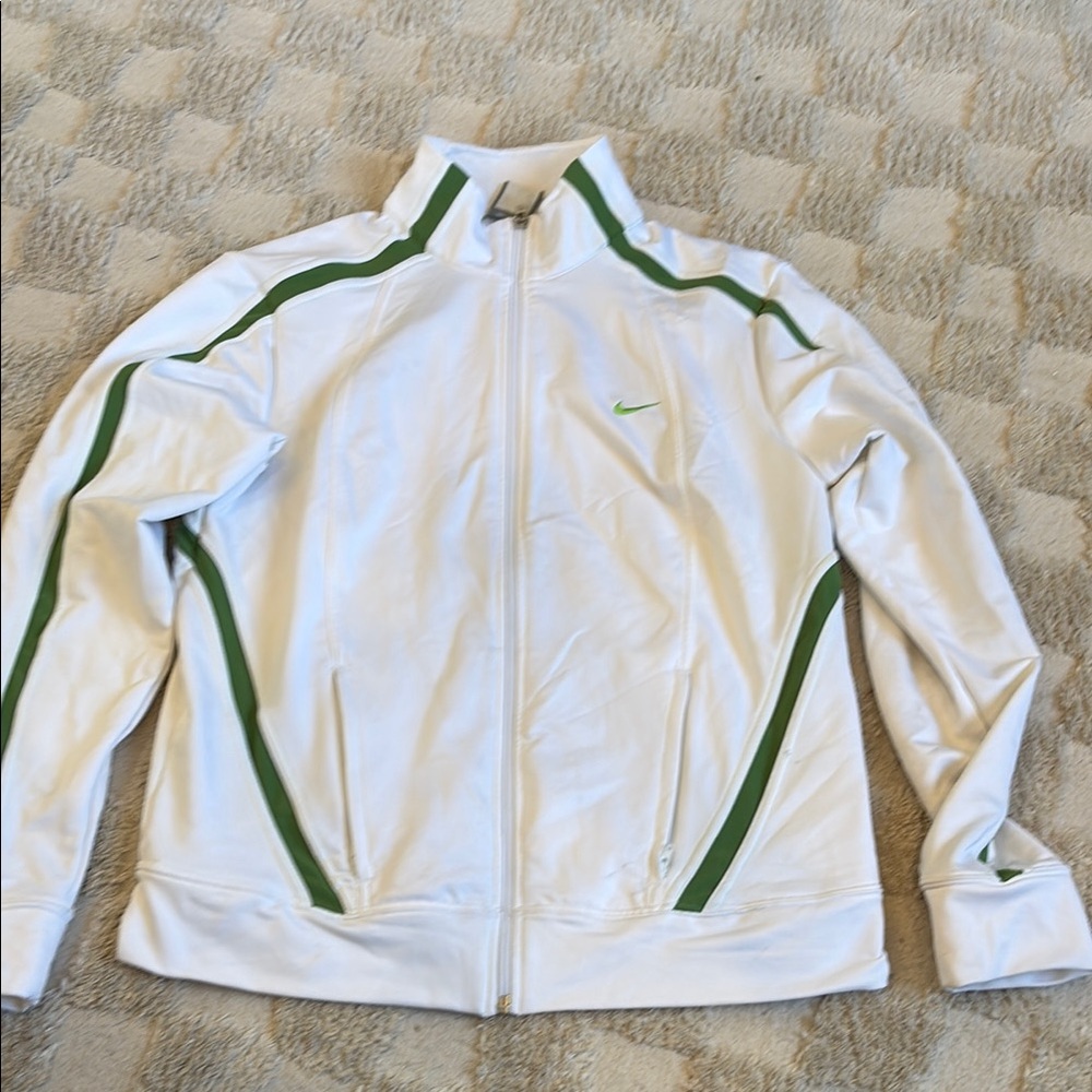 White and Green Nike Track Jacket